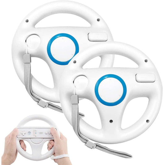 2PG Steering Wheel for Wii Controller, 2 pcs White Racing Wheel Compatible with Mario Kart from 2P Gaming