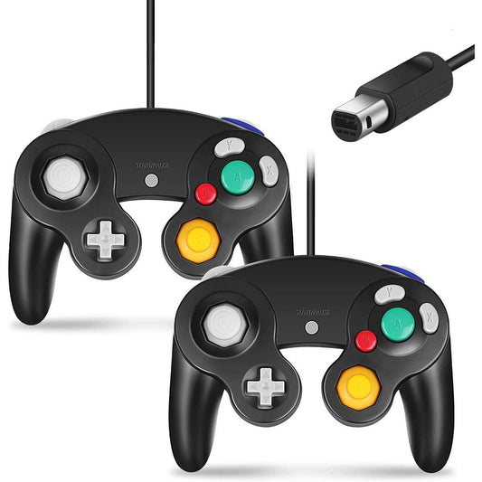 Gamecube Controller, Classic Controller Gamepad Compatible with Nintendo Wii, Upgraded - 2 Pack (Black|Black) from 2P Gaming