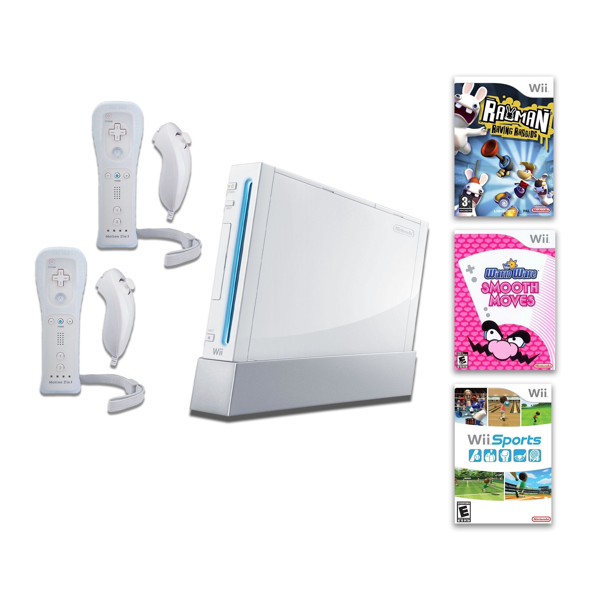 Nintendo Wii Video Game Console Bundle, Wii Sports, Warioware 