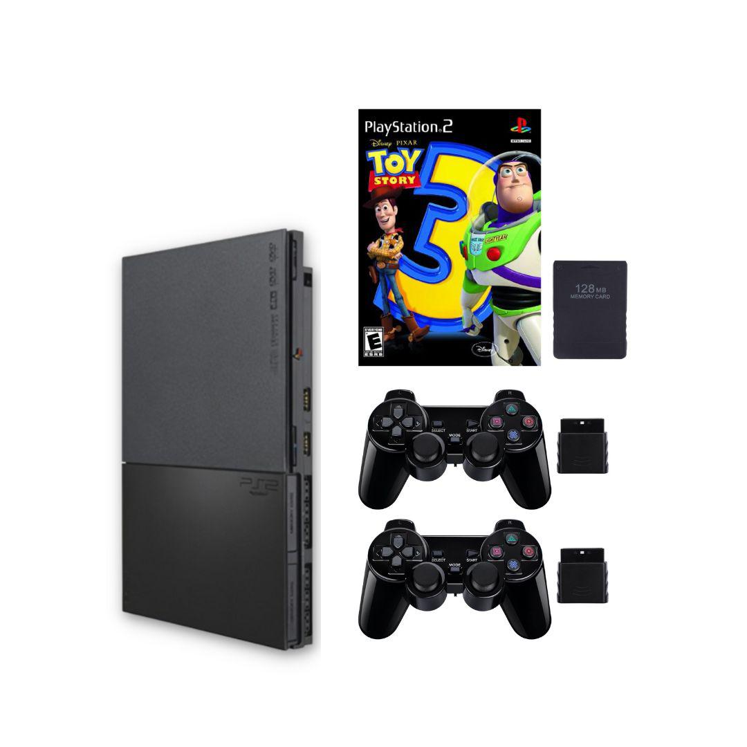 SONY PlayStation PS2 Slim Console Bundle Black - 2 Wireless - New Toy Story - 128MB