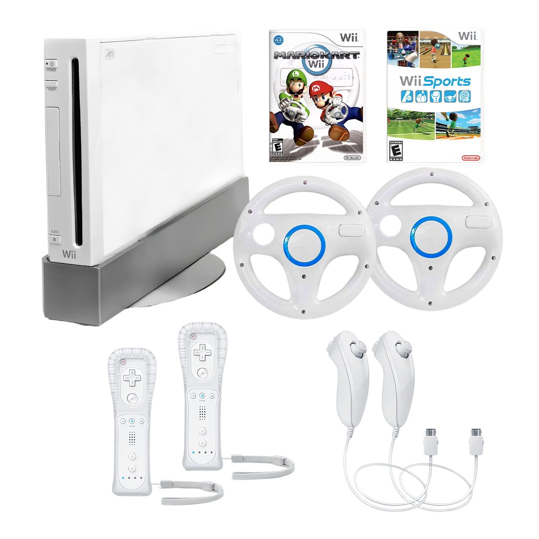 Nintendo Wii Console Bundle w/accessories, steps and selling 8 games