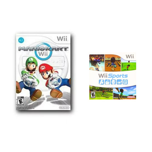 Nintendo Wii Console Bundle - Mario Kart & Wii Sports - 2 Motion Plus Controllers