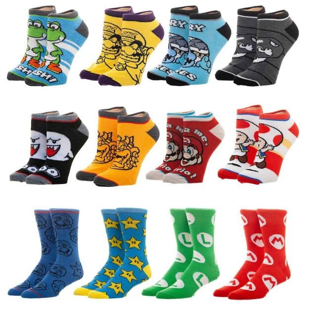 Super Mario 12 Days of Socks - 12PK Unisex from 2P Gaming