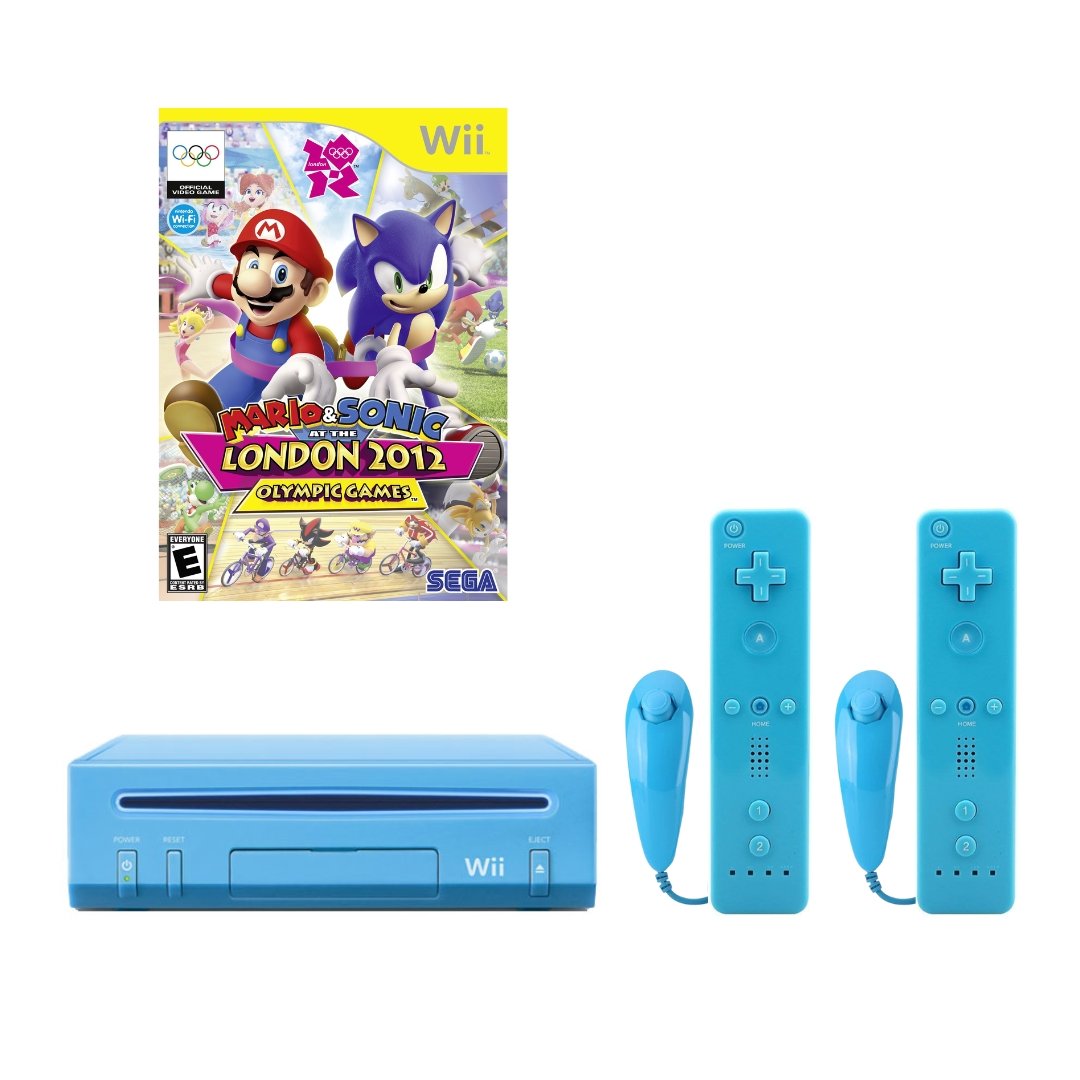 Limited Edition Nintendo Wii Console - Blue - Mario & Sonic London Olympics - 2 New Motion Plus Controllers from 2P Gaming