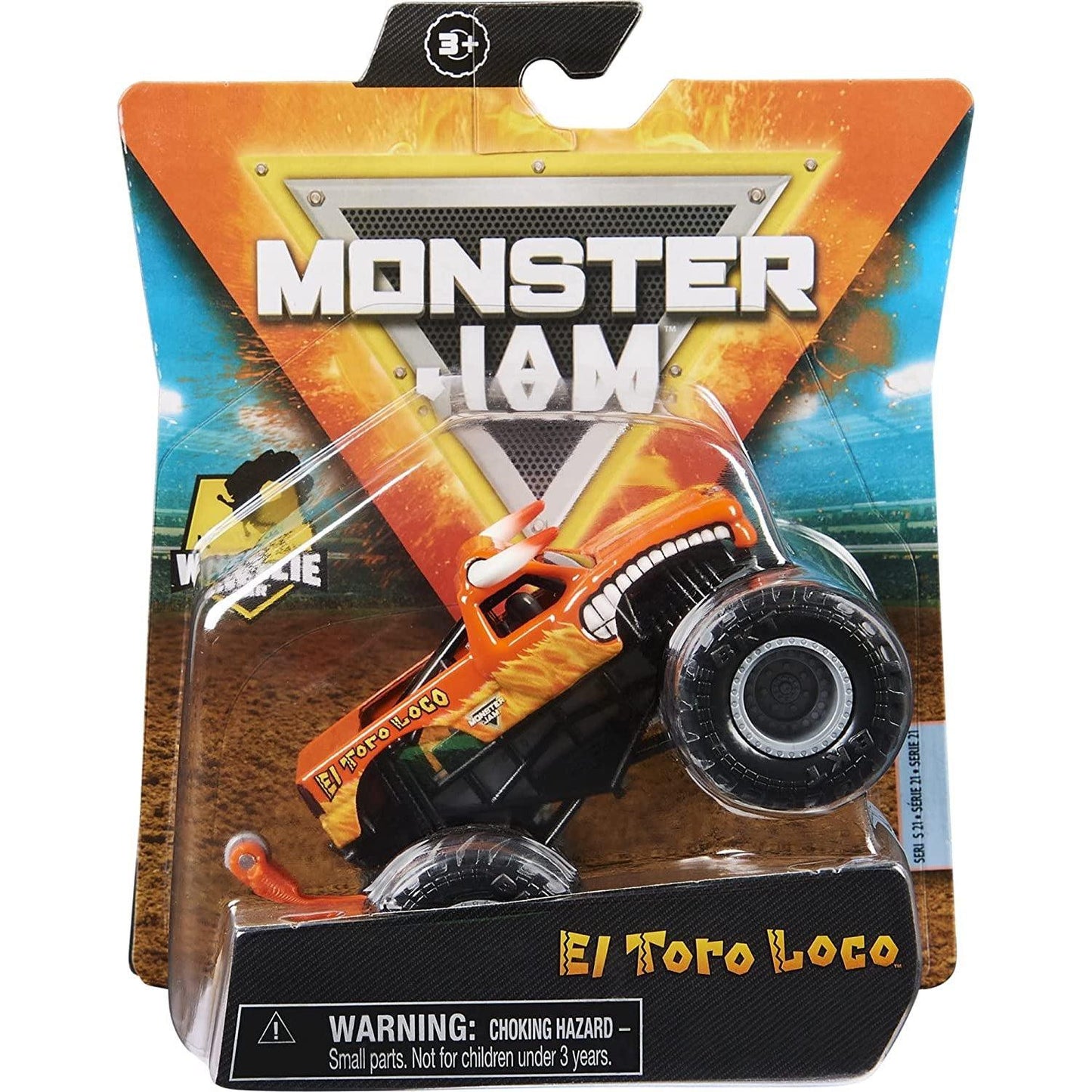 Monster Jam 2021 Spin Master 1:64 Diecast Monster Truck with Wheelie Bar: Retro Rebels El Toro Loco Orange from 2P Gaming