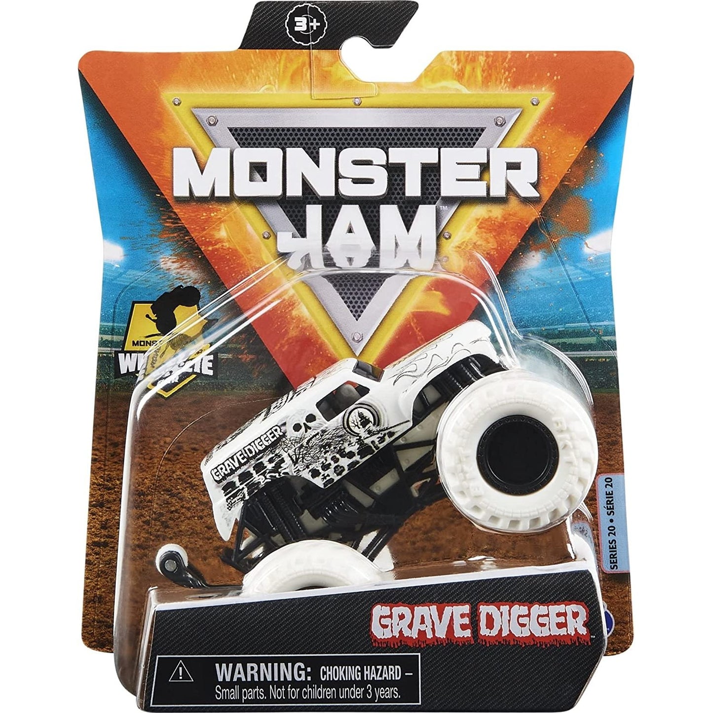 Monster Jam 2021 Spin Master 1:64 Diecast Monster Truck with Wheelie Bar: White Max Contrast Grave Digger from 2P Gaming