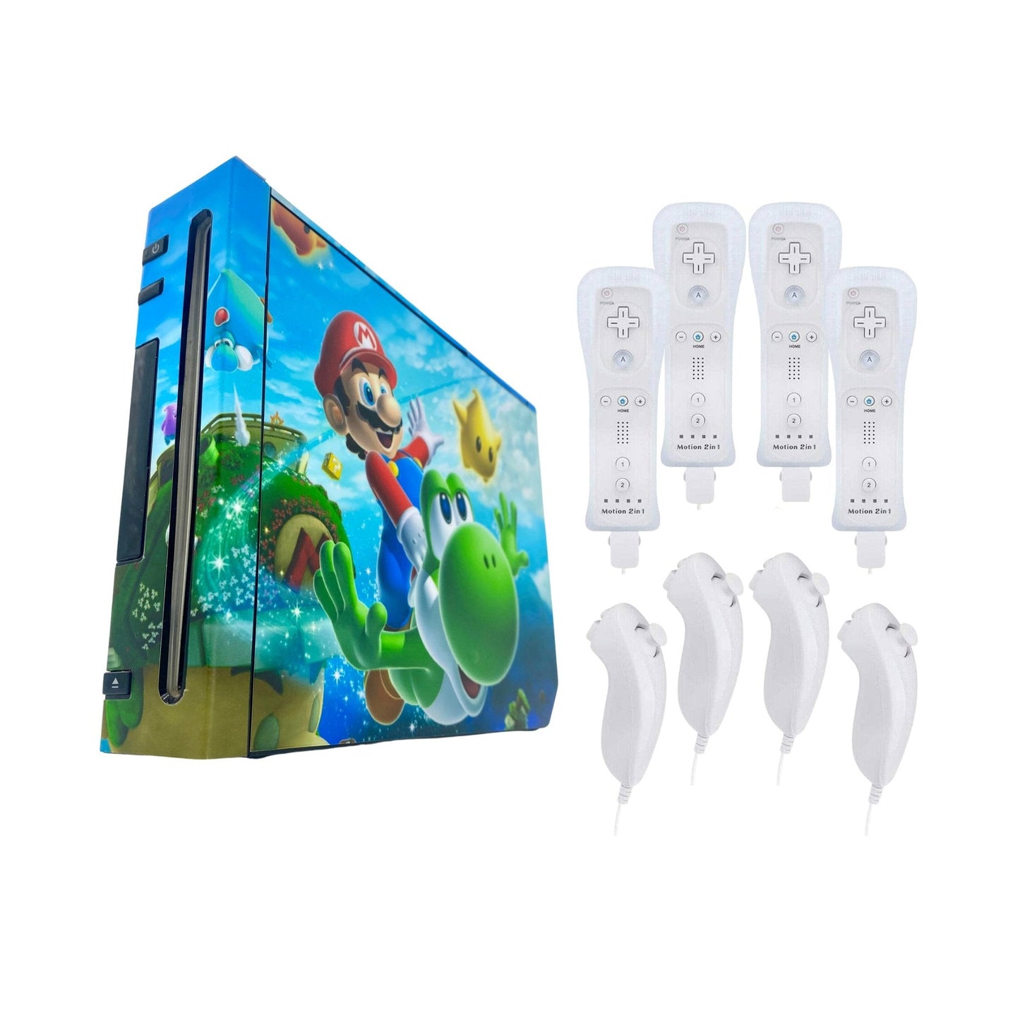 Nintendo Wii Console System - Custom Super Mario Galaxy - Refurbished - Motion Plus Controllers from 2P Gaming
