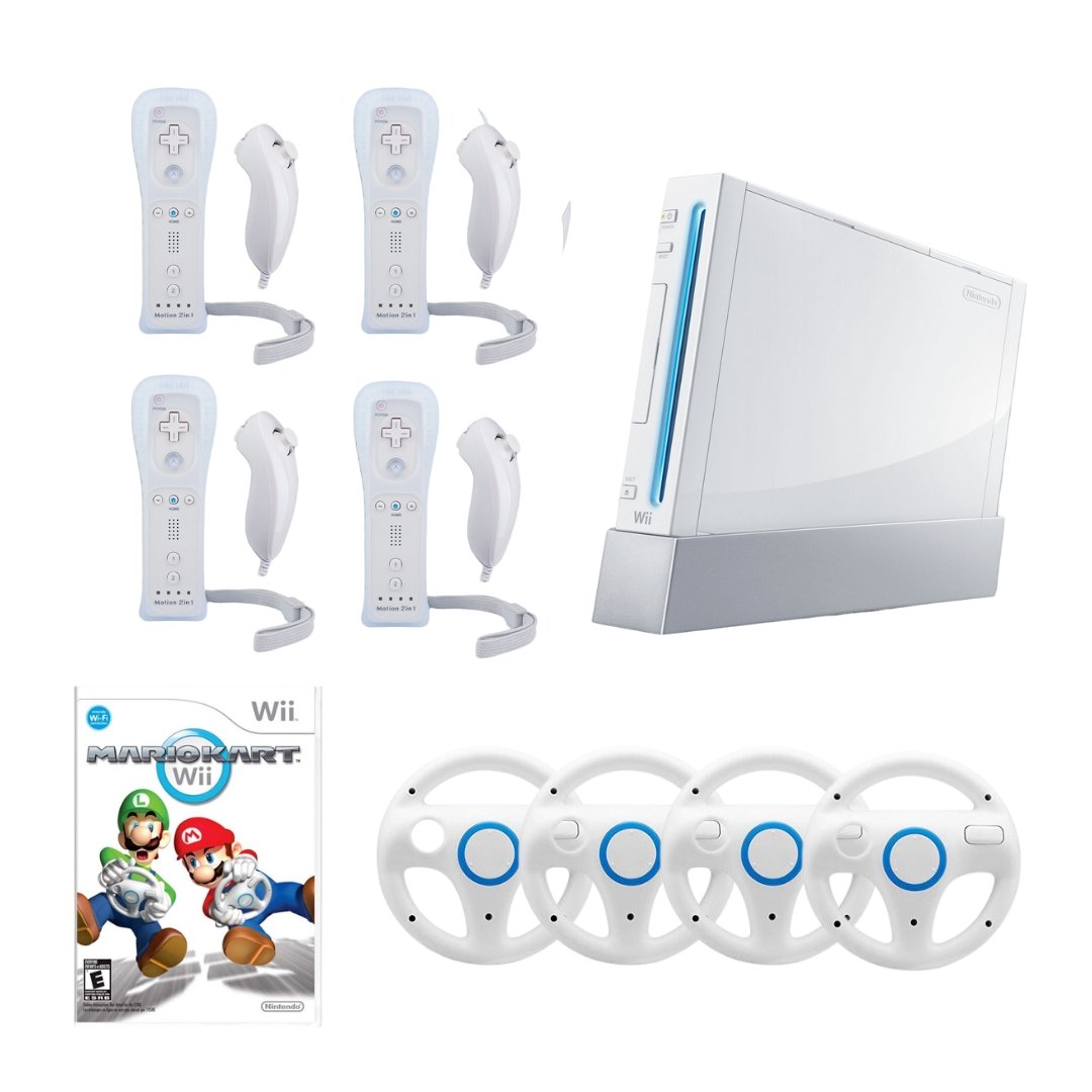 Nintendo Wii Console - White - 2 Motion Plus Controllers - You Chose Bundle - Mario Kart from 2P Gaming