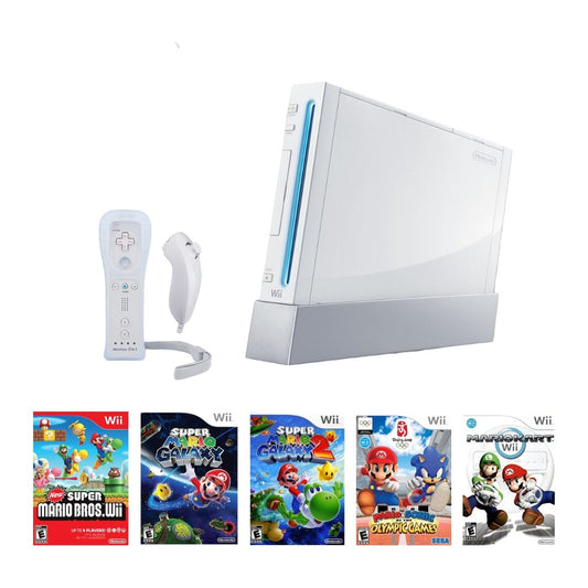 Nintendo Wii Console - White - 2 Motion Plus Controllers - You Chose Bundle - Mario Kart from 2P Gaming