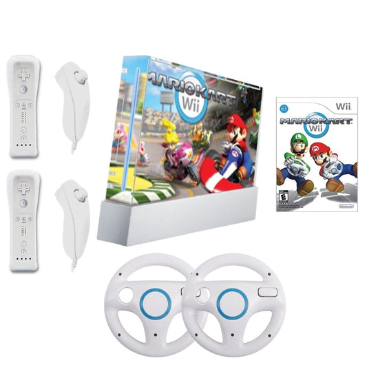 Nintendo Wii Video Game Console Bundle Custom Mario Kart Skin - Mario Kart Game, 2 New Controllers from 2P Gaming