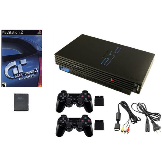 SONY PlayStation 2 PS2 Fat Console Bundle - Gran Turismo Aspec - 2 Wireless Controllers from 2P Gaming