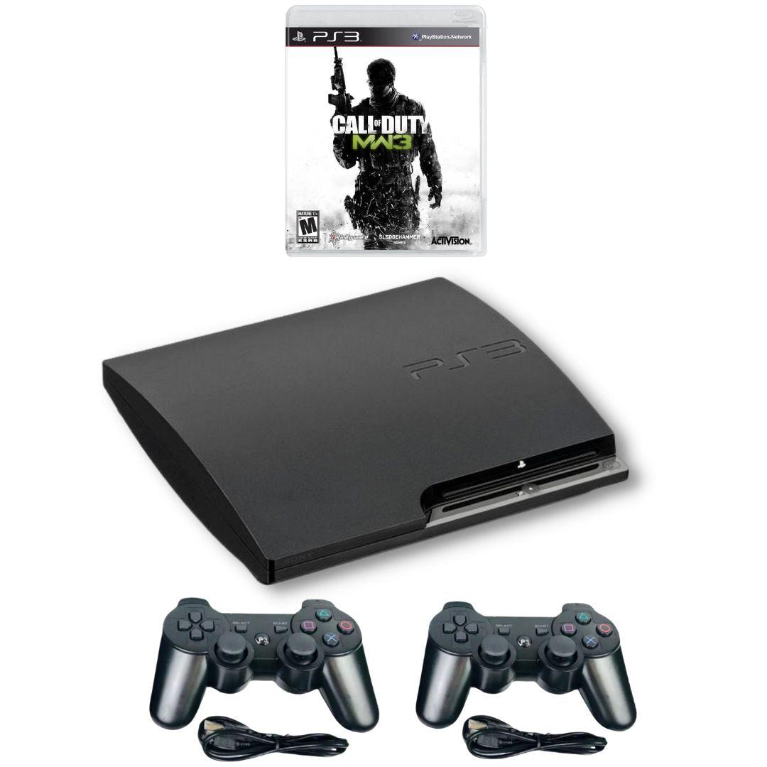 SONY PlayStation 3 PS3 Slim Console Black - New Call Of Duty Modern Warfare 3 MW3 - 2 Wireless Controllers from 2P Gaming