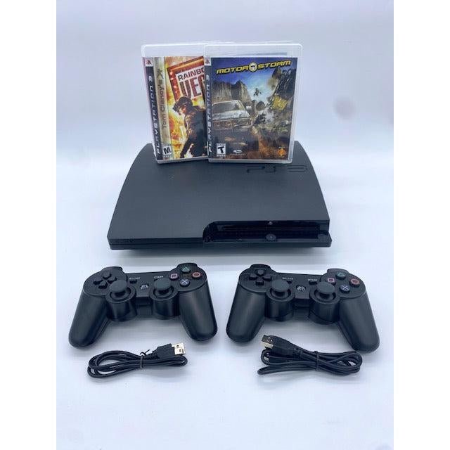 SONY PlayStation 3 PS3 Slim Console Bundle Black - Rainbow Six Vegas - MotorStorm - 2 Wireless Controllers from 2P Gaming