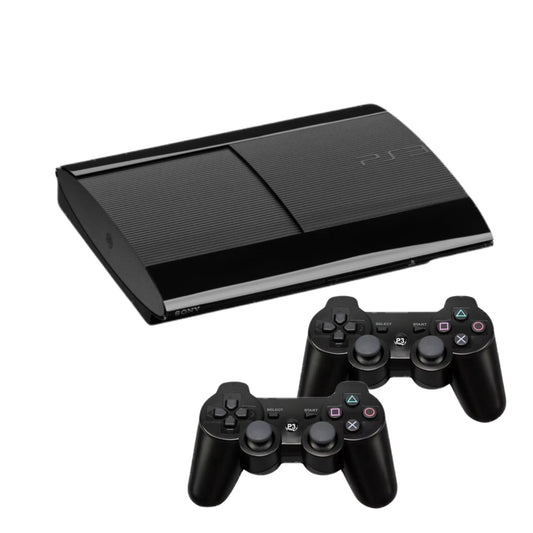 SONY PlayStation 3 PS3 Super Slim Console Black - 2 Wireless Controllers from 2P Gaming