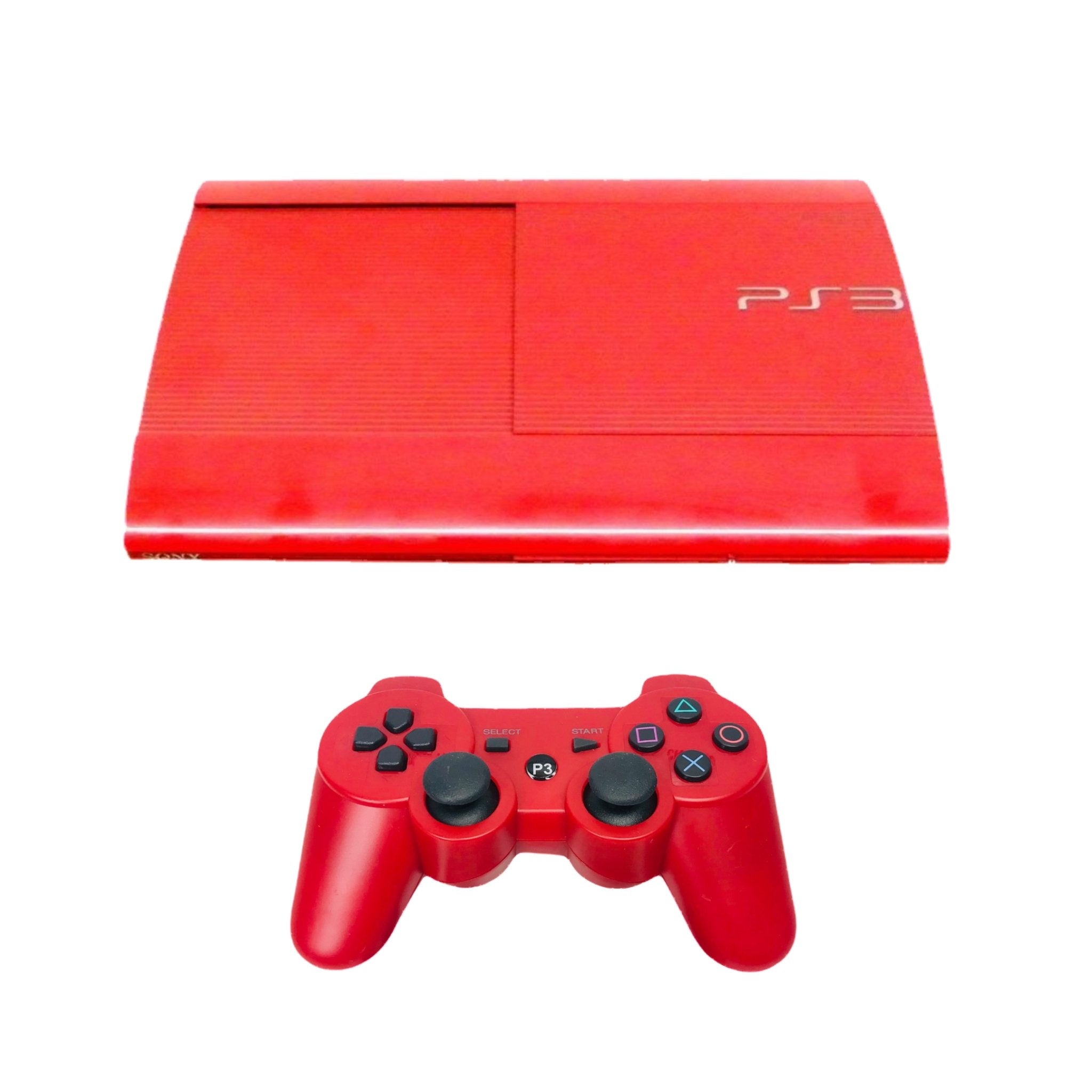 Jeux Video PS3 super Slim Rouge 500giga + Manette cables Jeux Video PS3 super Slim Rouge 500giga + Manette cables