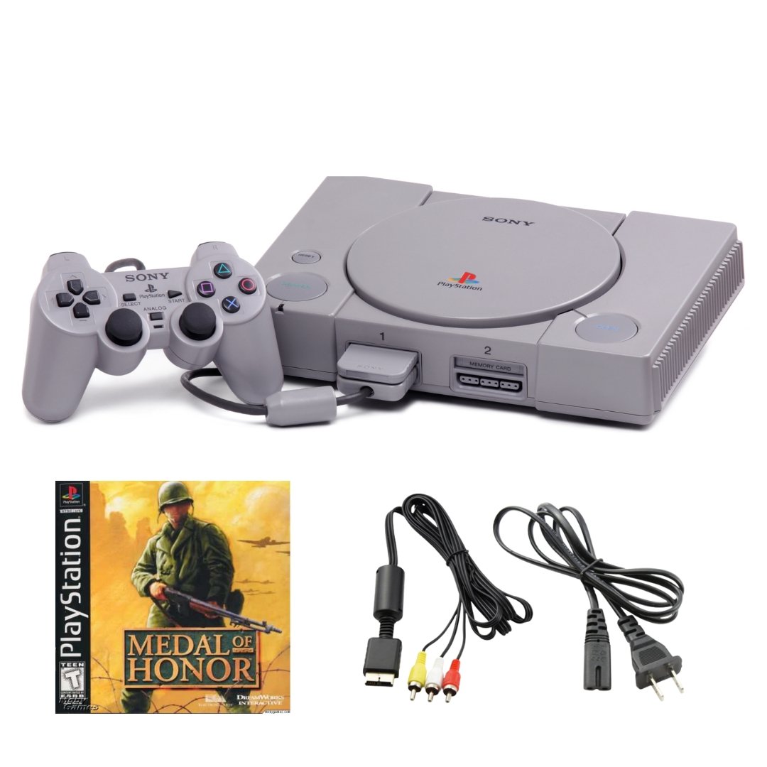 SONY Playstation One PS1 Bundle - Medal of Honor - 1 OEM Wired Controller from 2P Gaming