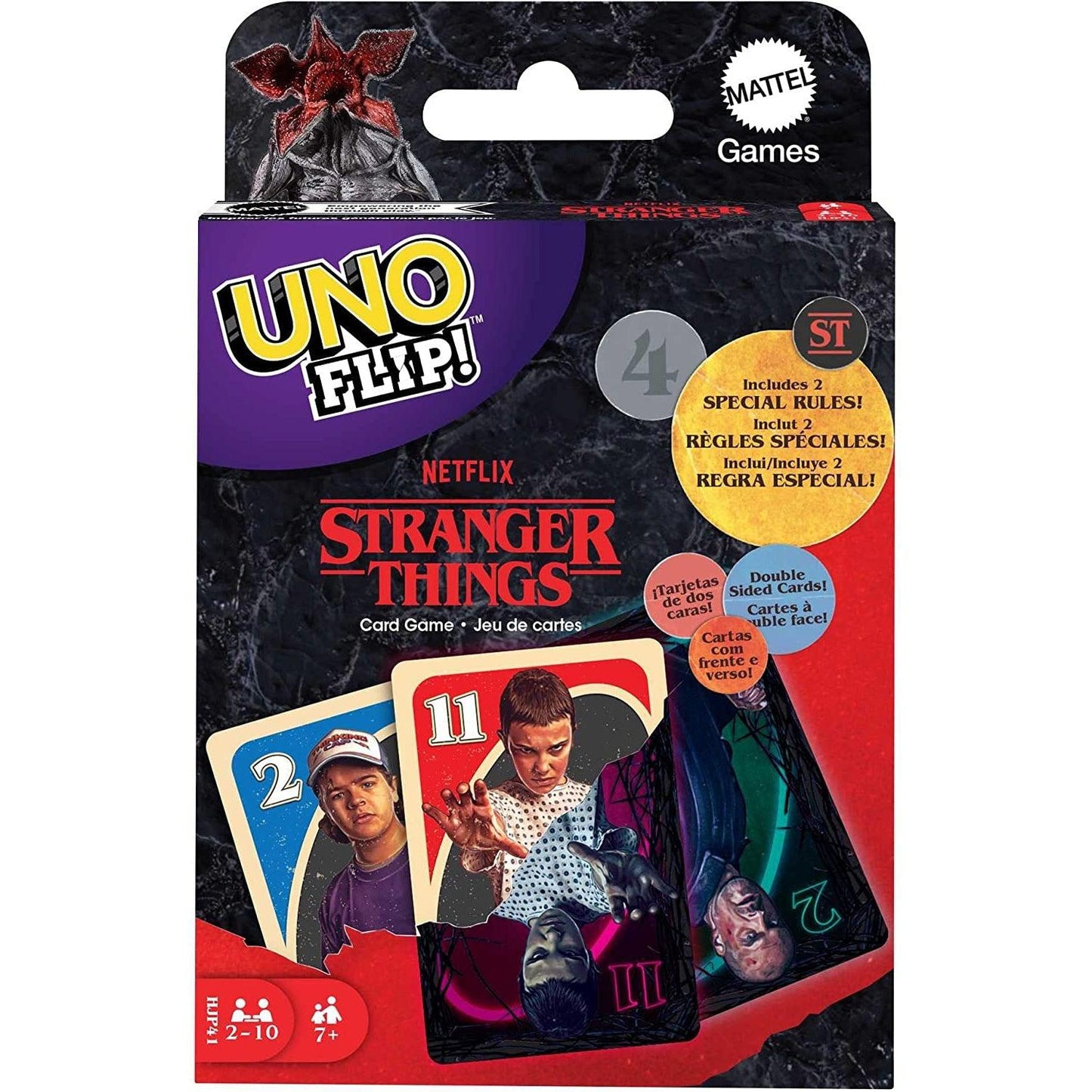 UNO FLIP! Stranger Things Card Game with Double-Sided Deck, Collectible Gift for Kid, Family & Adult Game Nights, 2 to 10 Players Ages 7 Years Old & Up - 2P Gaming