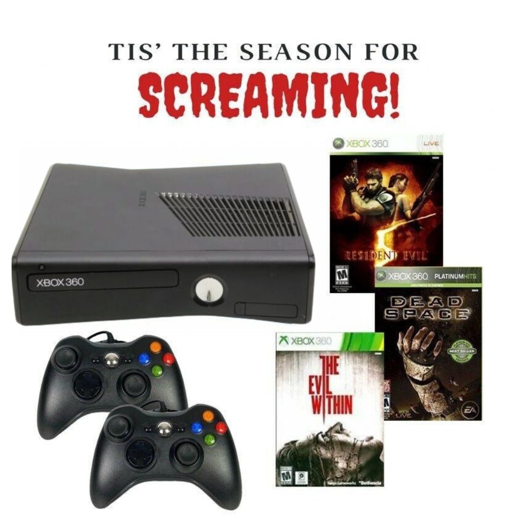 Xbox 360 Slim S 250GB Console Halloween Bundle, Resident Evil, Dead Space, Evil Within from 2P Gaming